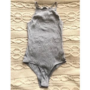 Ribbed Grey Bodysuit